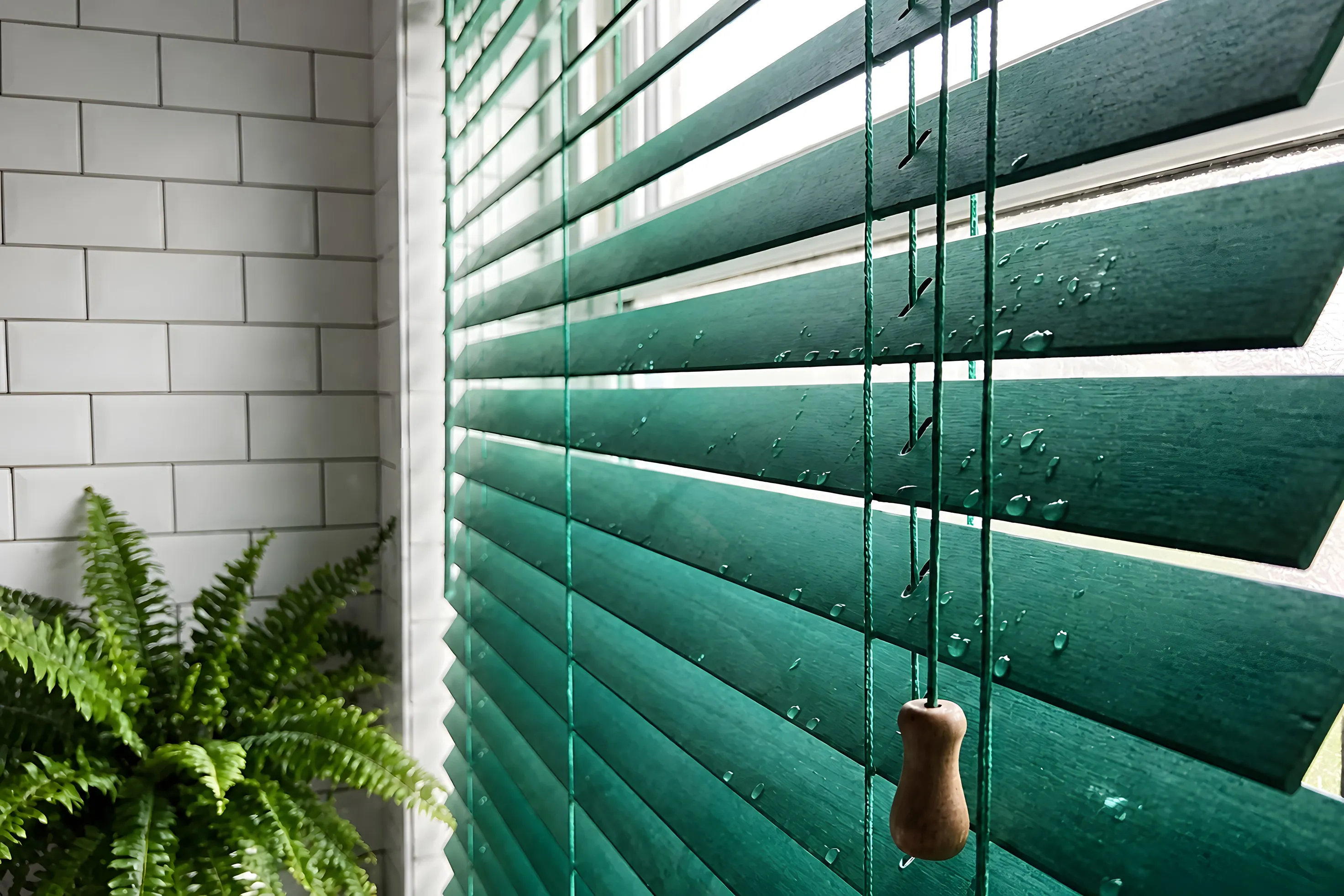 Bathroom blind providing privacy at a window