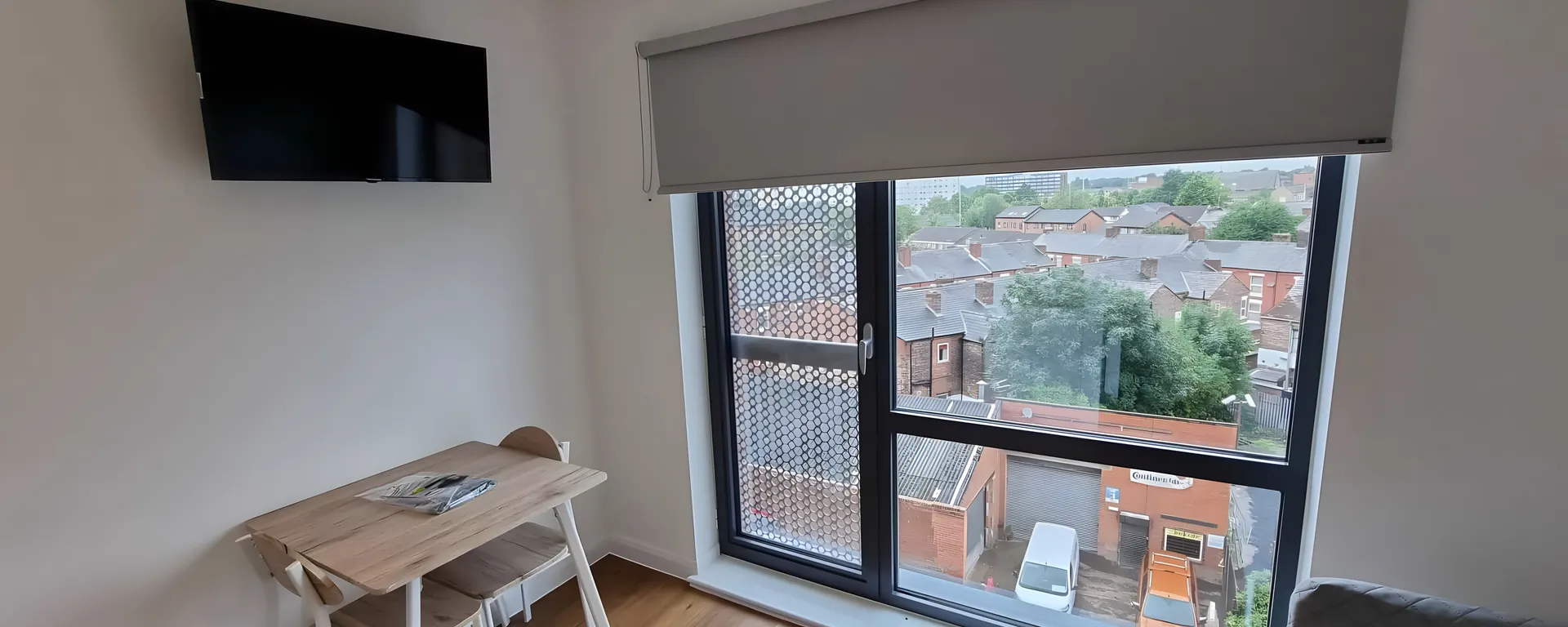 Blackout roller blind fitted in Frederick Street student accommodation