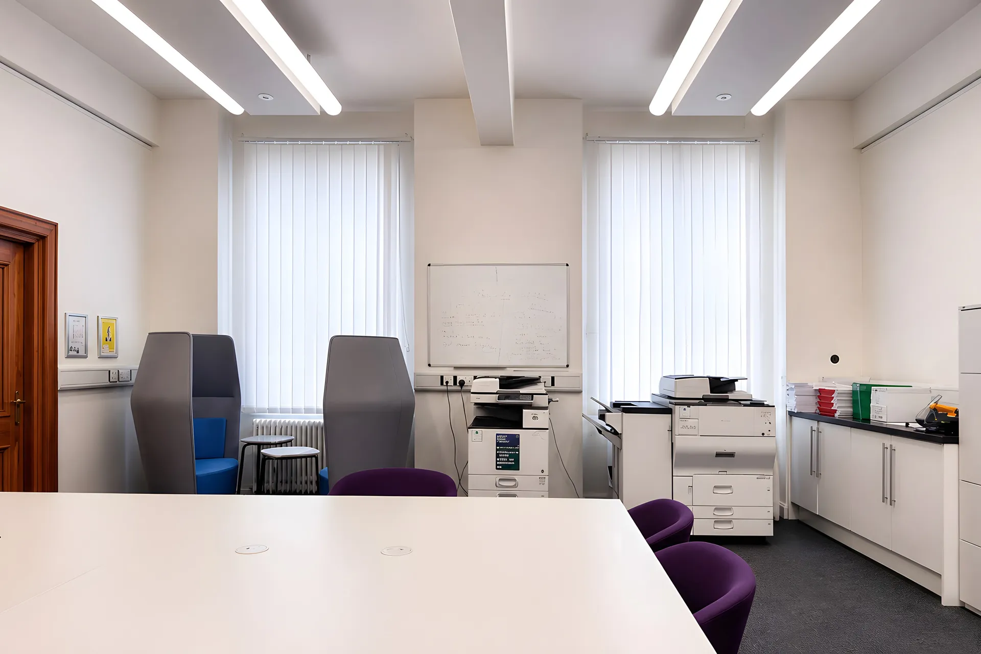 White vertical blinds fitted in Manchester Town Hall offices