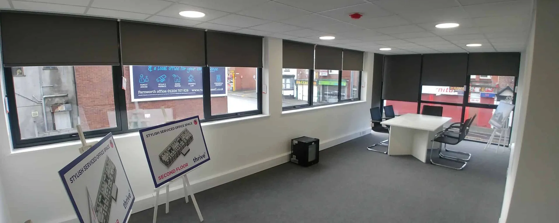 Roller blinds fitted throughout Miller House serviced offices