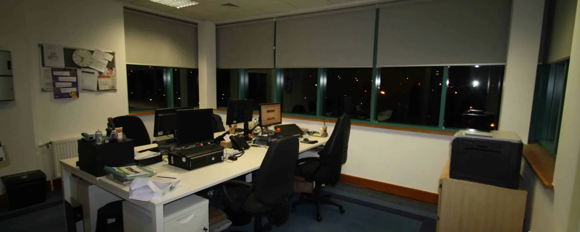 Commercial roller blinds fitted in Numero's Stockport office