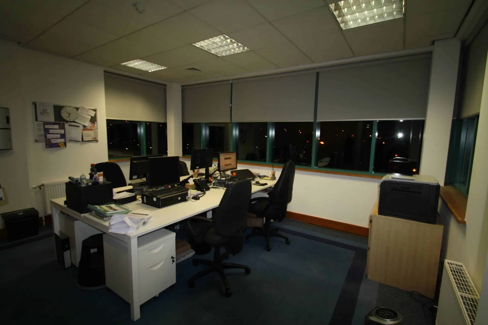 Commercial roller blinds fitted in Numero's Stockport office