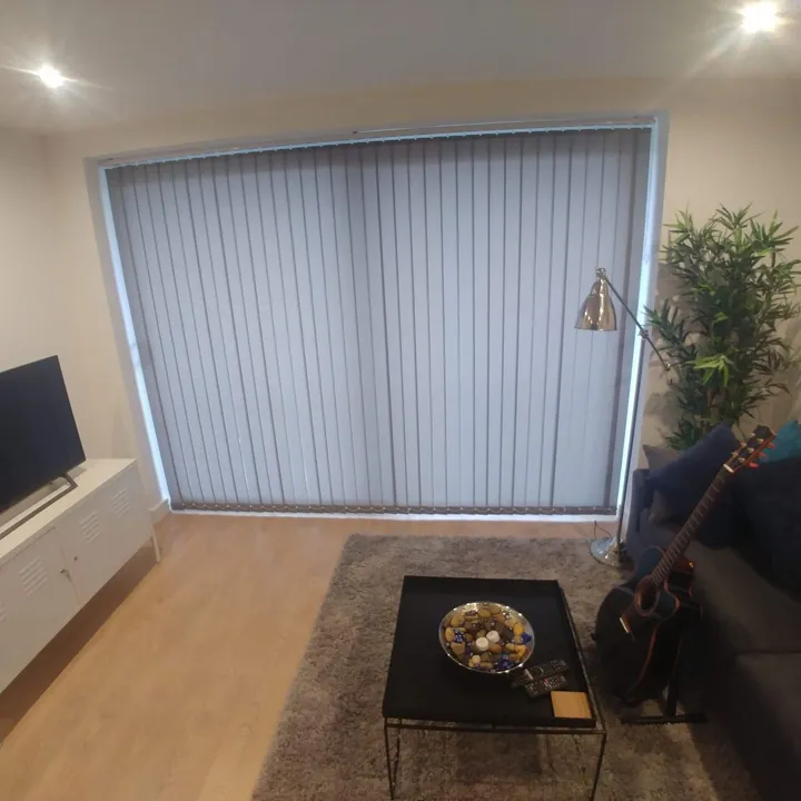 Vertical blinds fitted across wide glazed doors