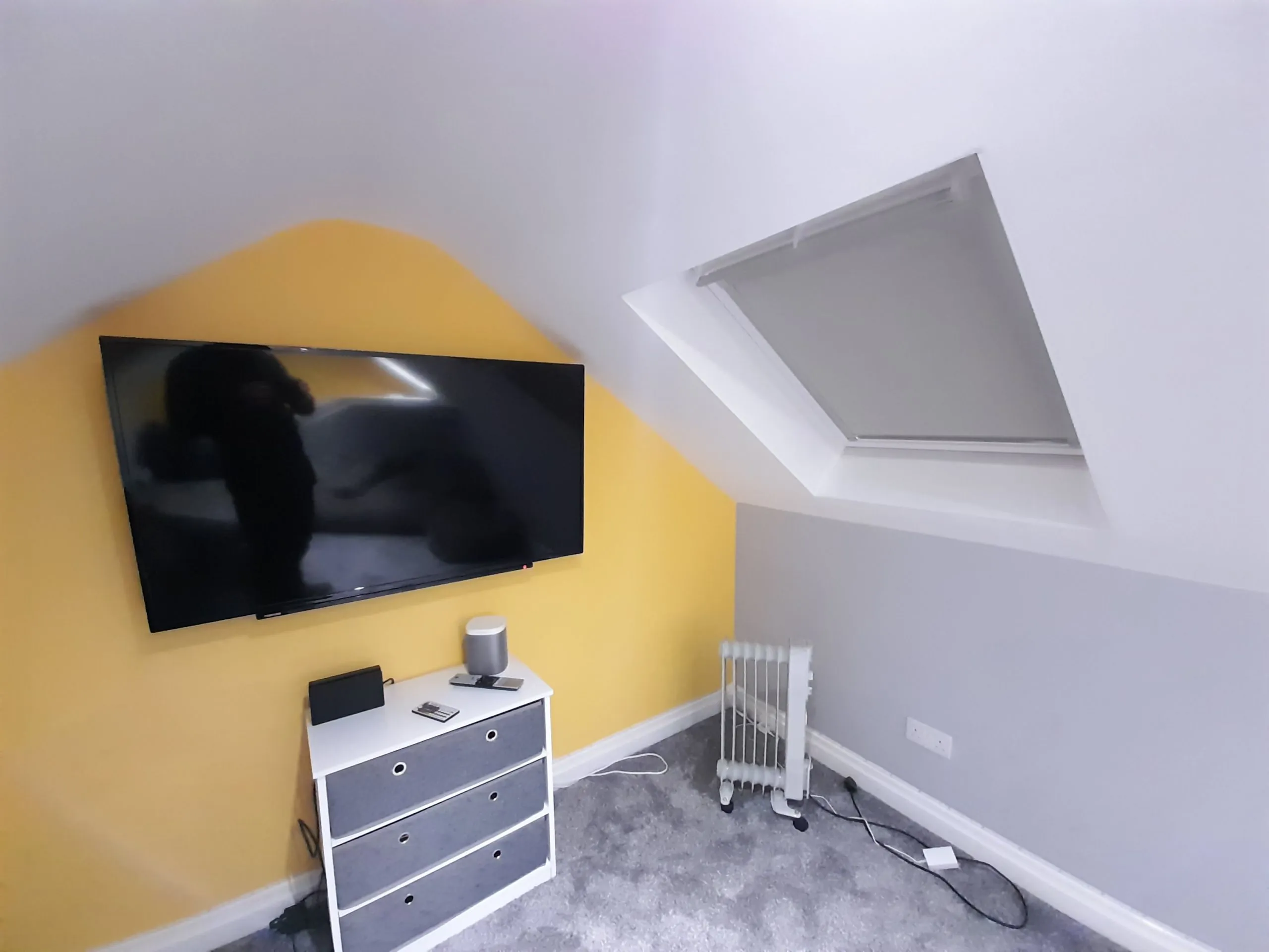 Blackout blinds fitted to angled roof windows