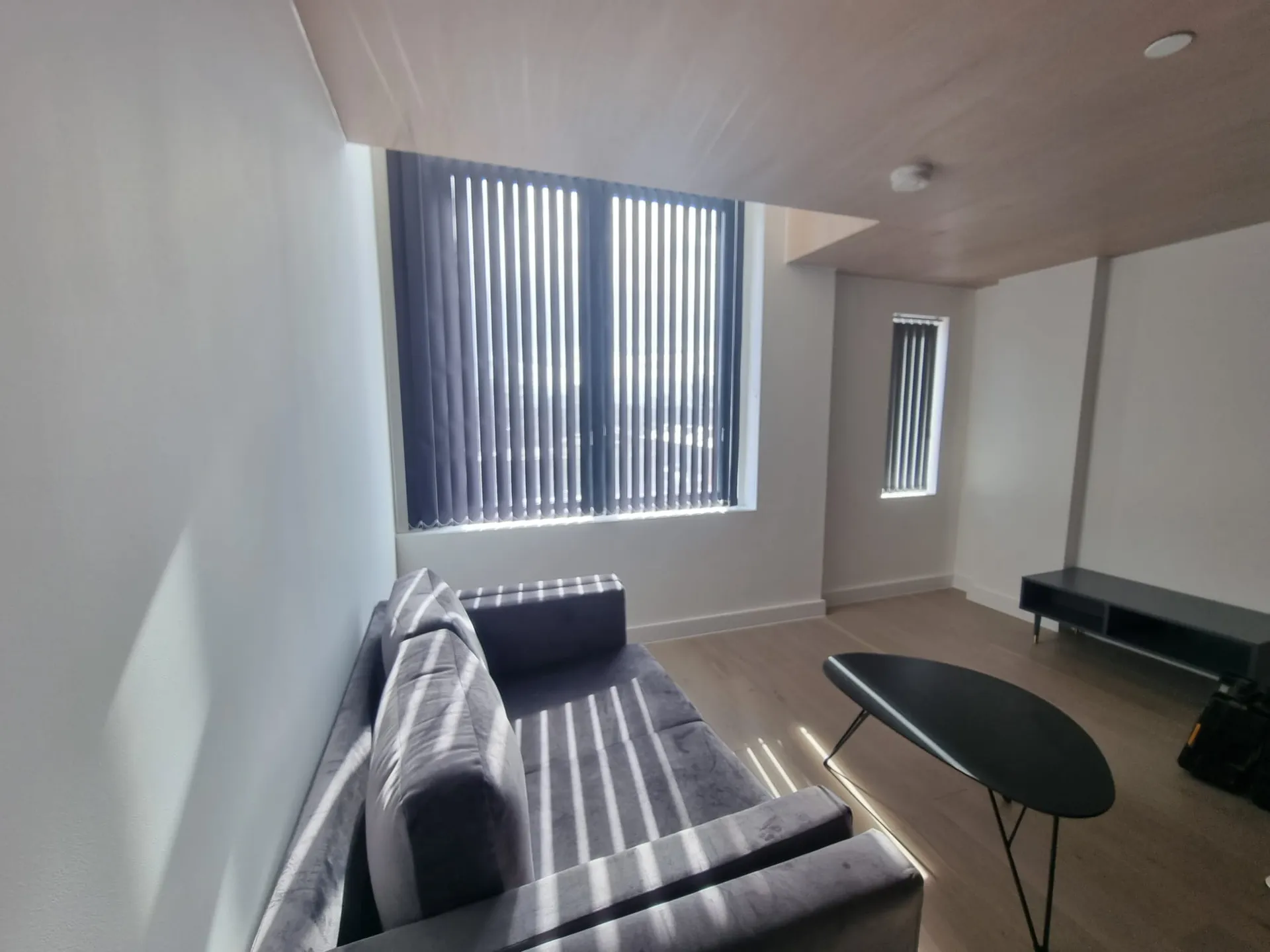 Vertical blinds fitted across wide glazed doors